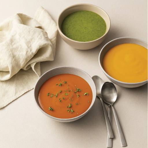 Organic* sweet potato, spinach and coconut soup bowl